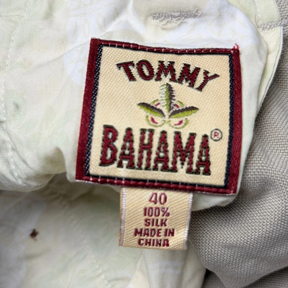 Tommy Bahama Relax Mens 40 Khaki Beige 100% Silk Pleated Straight Leg Pants